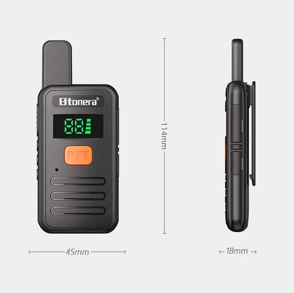 Комплект Рація 2 шт. Btonera T1 Mini PMR 446 Засіб для зв'язку в ресторанах, кафе, готелях Чорна 117108 фото
