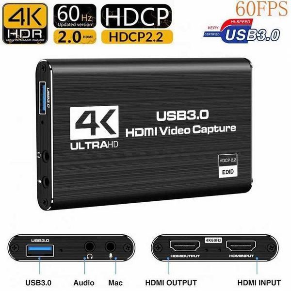 Зовнішня карта відеозахоплення 4K HDMI в USB 3.0 з мікрофонним входом та виходом на навушники, пристрій відео оцифрування ( 4K (4471) 4K HDMI фото