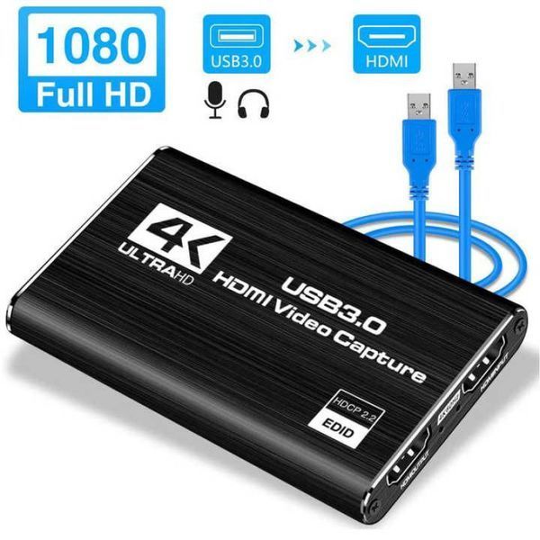 Зовнішня карта відеозахоплення 4K HDMI в USB 3.0 з мікрофонним входом та виходом на навушники, пристрій відео оцифрування ( 4K (4471) 4K HDMI фото