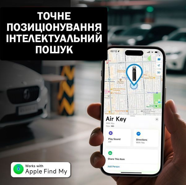 Смарт-брелок для ключів з підтримкою Apple FindMy Металевий тримач для ключів Органайзер Чорно-сірий 117072 фото