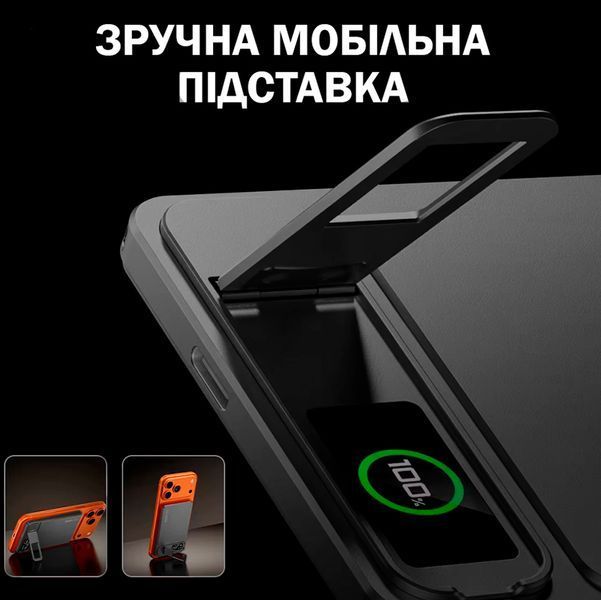 Павербанк 10000 мАг 20W з магнітною бездротовою зарядкою, TFT-дисплеєм і підставкою для iPhone та iWatch MagSafe Gray 117439 фото
