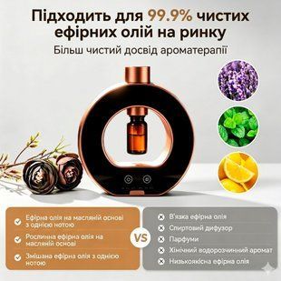Аромадифузор ультразвуковий акумуляторний з таймером та підсвічуванням для дому Circle золотий колір 117707 фото