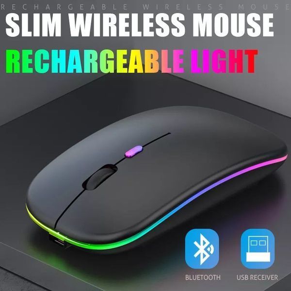 Універсальна бездротова Bluetooth клавіатура + мишка з RGB підсвічуванням 25х15см Чорна (4696) Кл+м-Ч фото