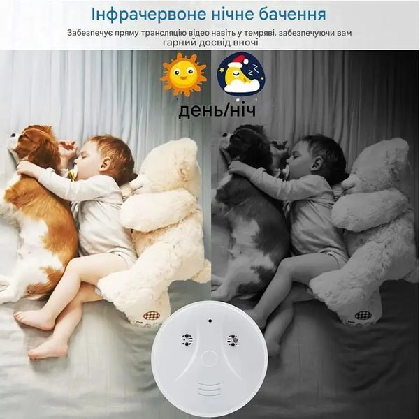 Бездротова камера Jigayao у формі детектора з дистанційним переглядом руху для охорони дому 1080P Білий 117299 фото