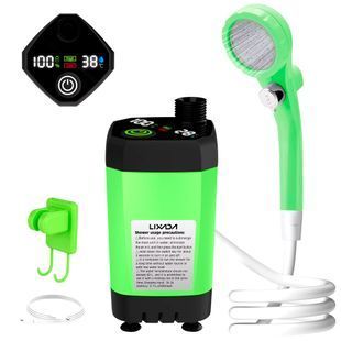 Портативний душ на акумуляторі Lixada 6000 mAh Переносний Міні Душ з дисплєм для туризму Зелений 116305 фото