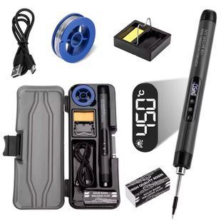 Беспроводной паяльник с дисплеем, регулировкой температуры в кейсе USB 600mAh Черный 117337 фото