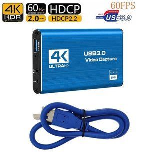 Зовнішня карта відеозахоплення 4K HDMI в USB 3.0 Blue з мікрофонним входом та виходом на навушники, пристрій відео оцифрування (4774) 4K-HDMI-Blue фото