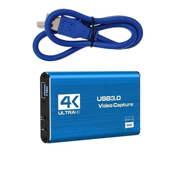 Зовнішня карта відеозахоплення 4K HDMI в USB 3.0 Blue з мікрофонним входом та виходом на навушники, пристрій відео оцифрування (4774) 4K-HDMI-Blue фото