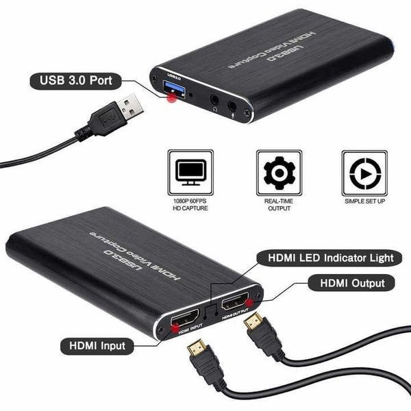 Зовнішня карта відеозахоплення 4K HDMI в USB 3.0 Blue з мікрофонним входом та виходом на навушники, пристрій відео оцифрування (4774) 4K-HDMI-Blue фото