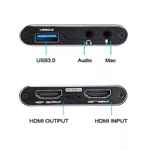 Зовнішня карта відеозахоплення 4K HDMI в USB 3.0 Blue з мікрофонним входом та виходом на навушники, пристрій відео оцифрування (4774) 4K-HDMI-Blue фото