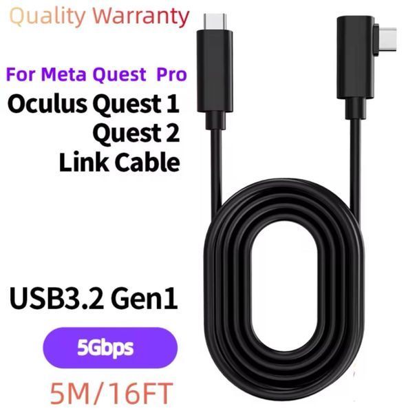 Кабель Quest 3S/3 Meta Quest Pro Pico 4, PS5, PSVR2, кабель Quest 3R Link USB 3.2 Type C 5 Гбит/с 5 метров Black 117156 фото