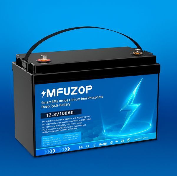 Аккумулятор LiFePO4 MFUZOP-04 12,8V 100Ah с BMS, литий-железо-фосфатная батарея для ИБП, RV, солнечных систем Синий 117372 фото