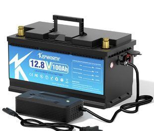 Комплект Акумулятор LiFePo4, 12V 100А батарея Kepworth 2 USB порти 2.1 + зарядний пристрій, літій залізо фосфат + BMS battery вбудована 115838 фото