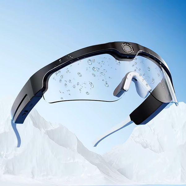 Универсальные Смарт Очки с камерой 4К Bluetooth для спорта Черные с прозрачным стеклом 116924 фото