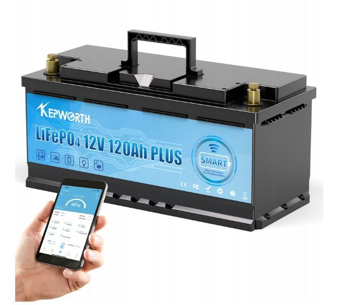 Комплект Аккумулятор LiFePo4, 12V 120А батарея Kepworth + зарядное устройство, фосфат литий железо + Smart Bluetooth BMS battery встроенная 117404 фото