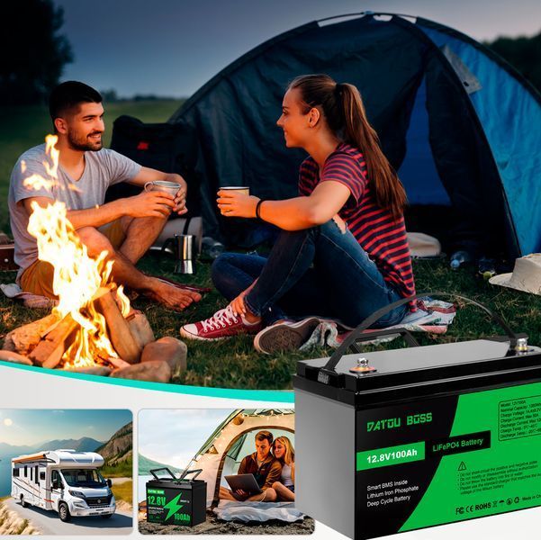 Акумулятор LiFePO4 DATOUBOSS-02 12,8V 100Ah з BMS, літій-залізо-фосфатна батарея для ДБЖ, RV, сонячних систем 117297 фото