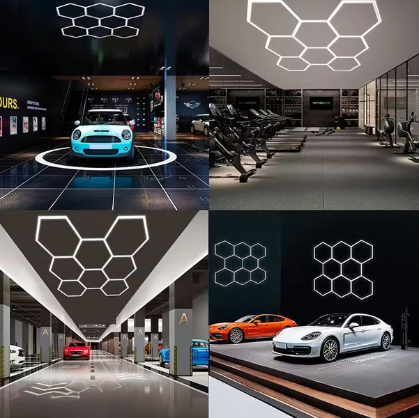 Світлодіодна LED лампа HEXAGON 7 сот 235x244,2 см 280W 6500K Освітлення для дому, гаража, майстерні 117560 фото
