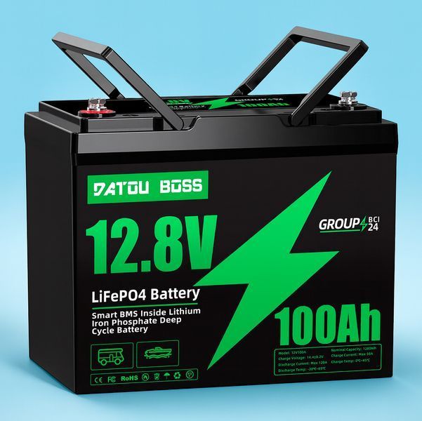 Аккумулятор LiFePO4 DATOUBOSS-01 12.8V 100Ah с BMS, литий-железо-фосфатная батарея для ИБП, RV, солнечных систем 117295 фото