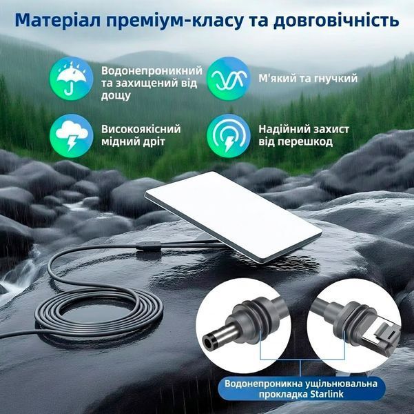 Кабель 15м передача інтернету + живлення DC/USB-C 2в1 для Starlink Mini / V4 Standard для живлення 117727 фото