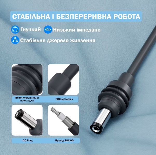 Кабель живлення постійного струму 3 м для Starlink Mini 3в1 штекер прикурювача 100 Вт USB C 12-24 В Універсальний 116289 фото