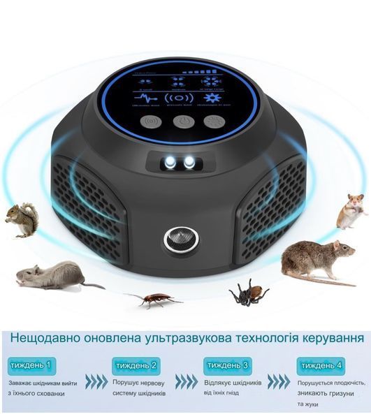 Потужний Ультразвуковий відлякувач мишей, щурів, гризунів та комах Ultrasonic UR03 Black (5047) 115047 фото