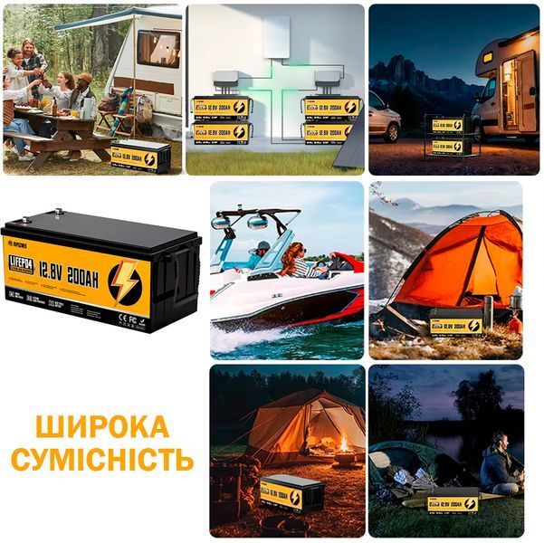 Акумулятор LiFePO4 AVPOZWER 12.8V 200Ah з BMS Літій-залізо-фосфатна батарея для сонячних систем, автономного живлення ДБЖ, RV 117435 фото