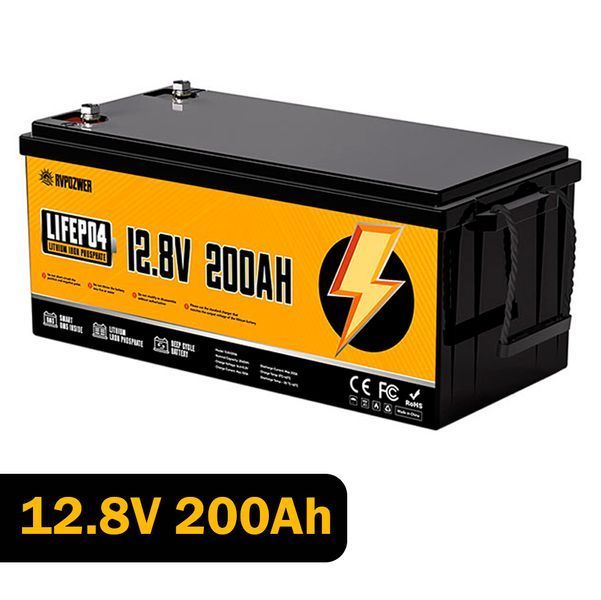 Акумулятор LiFePO4 AVPOZWER 12.8V 200Ah з BMS Літій-залізо-фосфатна батарея для сонячних систем, автономного живлення ДБЖ, RV 117435 фото