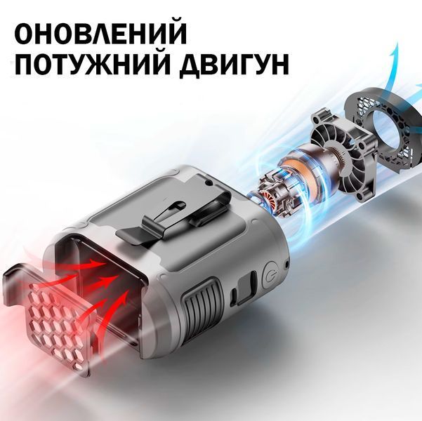 Вентилятор портативный 3в1 с фонариком и повербанком 10000 мАч Универсальный с клипсой Серый 116384 фото