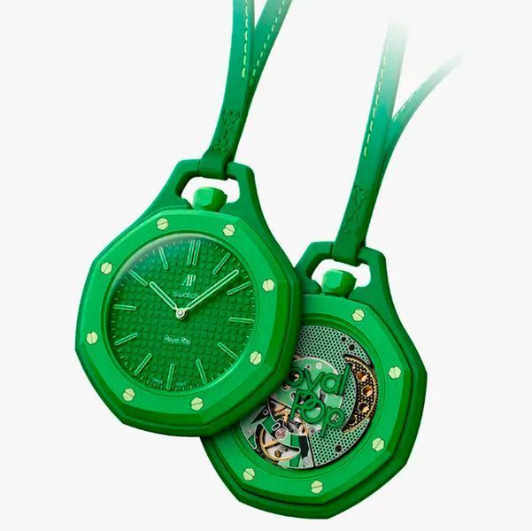 Дизайнерские часы Swatch Royal Pop, 1:1 Карманные цвет Green Eight 117717 фото