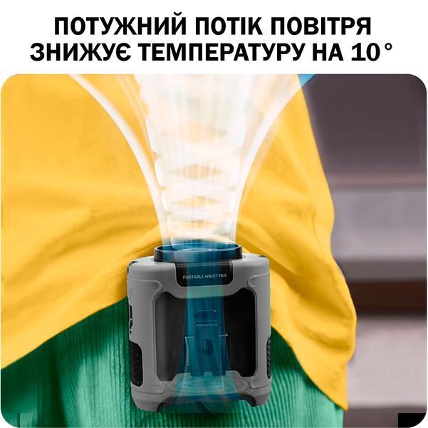 Вентилятор портативный 3в1 с фонариком и повербанком 10000 мАч Универсальный с клипсой Серый 116384 фото