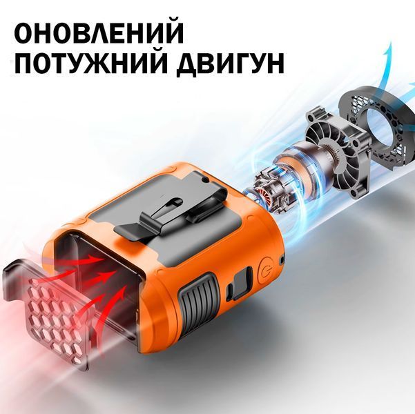 Вентилятор портативный 3в1 с фонариком и повербанком 10000 мАч Универсальный с клипсой Оранжевый 116385 фото