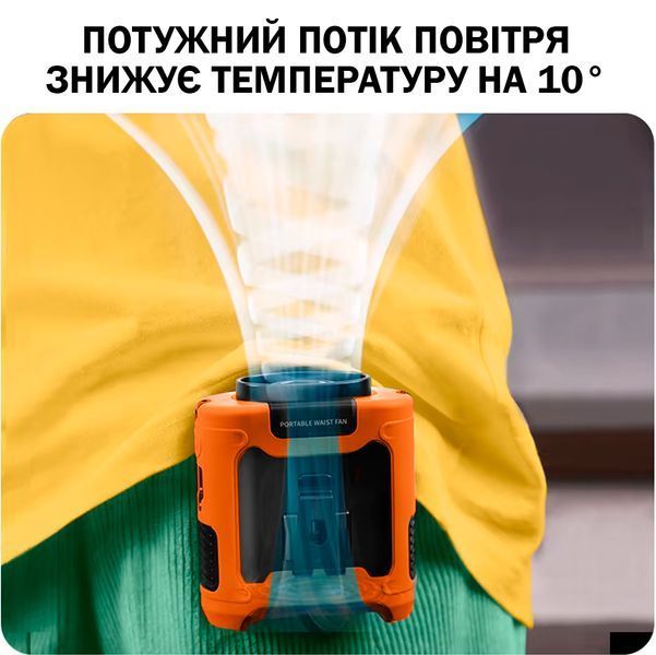 Вентилятор портативный 3в1 с фонариком и повербанком 10000 мАч Универсальный с клипсой Оранжевый 116385 фото