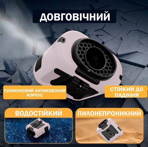 Вентилятор портативный 3в1 с фонариком и повербанком 10000 мАч Универсальный с клипсой Розовый 116386 фото