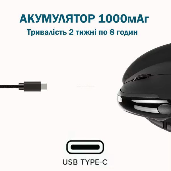 Мишка Бездротова Delux M618 XSD Seeker Bluetooth Анатомічна Вертикальна Ергономічна для ПК ноутбука Чорна 116054 фото