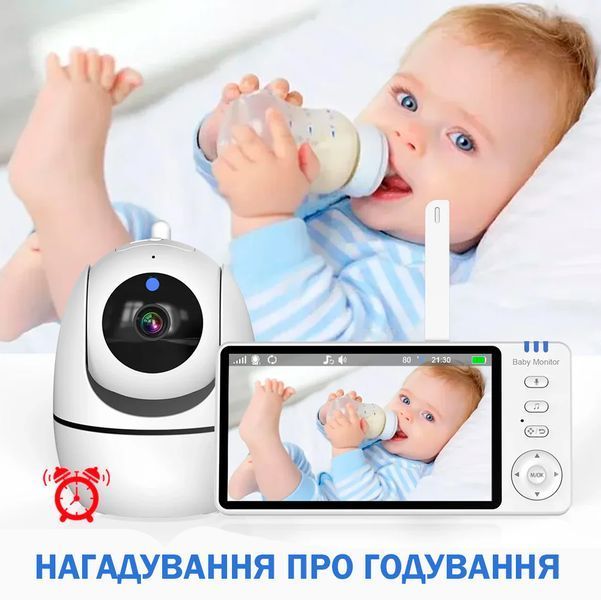 Відеоняня з дисплеєм ABM501 спостереження за дітьми з поворотною камерою і двостороннім зв'язком USB / HD 720P/ 3500 мАч Білий 117109 фото