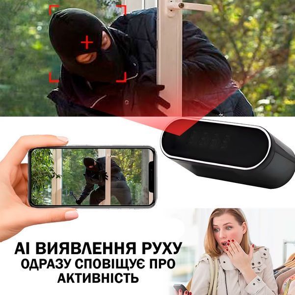 WiFi IP міні камера годинник Акумуляторна HD 1080P охоронна для дому для догляду за дітьми та тваринами з нічним баченням 116739 фото