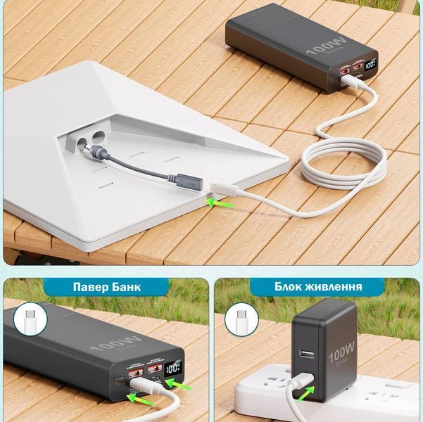 Адаптер живлення для Starlink Mini DC 5.5&times;2.1мм Female to USB-C Male з підтримкою PD 100W 116957 фото