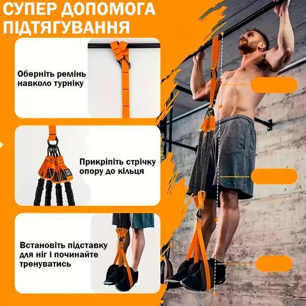 Эспандер для подтягиваний с поддержкой ног и регулируемым сопротивлением для тренировки 100кг 117550 фото