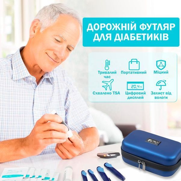 Портативна сумка-холодильник для діабетиків з льодовими акумуляторами Термо-кейс для інсуліну Синій 117051 фото