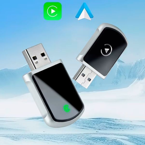 Адаптер Автомобільний Carplay Бездротовий Apple CarPlay і Android Auto USB 5G WiFi Bluetooth для авто Універсальний Чорно-Сірий 116972 фото