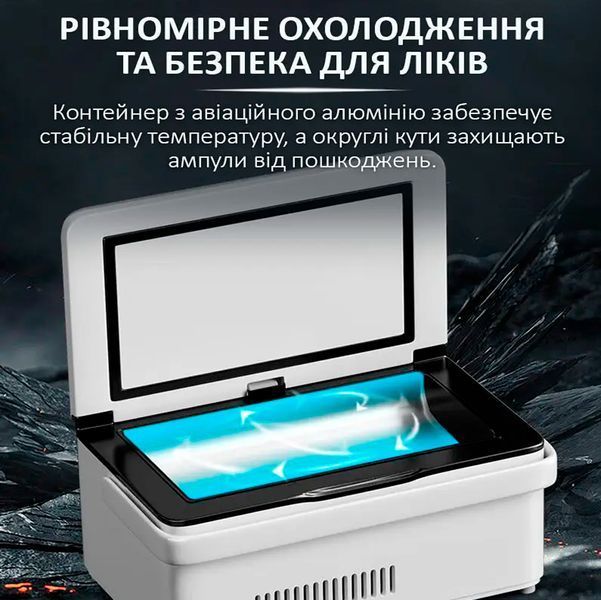Медичний портативний міні холодильник Coolbox CL-А08 з двома акумуляторами 10200 мАг для ліків, інсуліну 117391 фото