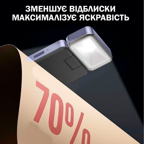 LED Лампа для нічного читання 3 режими Лед Лампа-закладка для книг Фіолетова 117232 фото