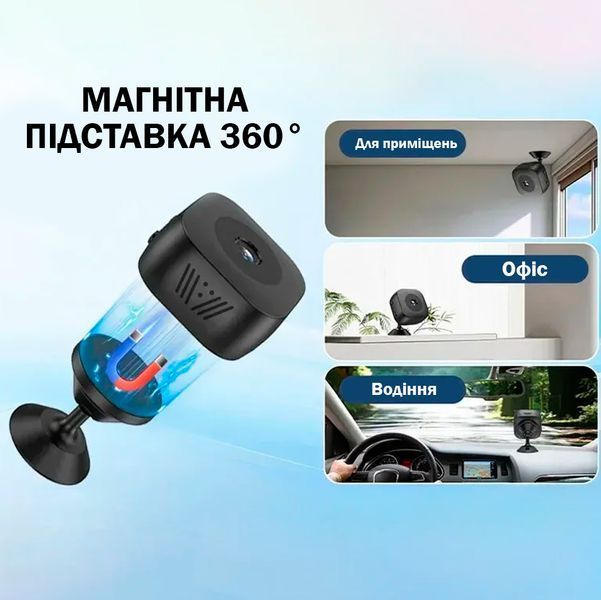 Міні-камера 4K Full HD з WiFi та нічним баченням 64 Гб для дому, офісу, авто Чорна 117169 фото