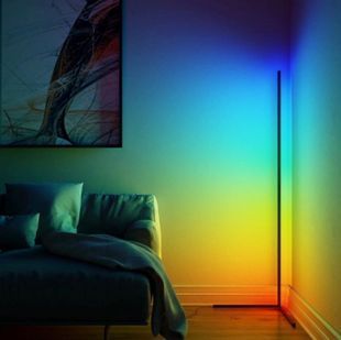 Кутовий LED торшер заввишки 1м RGB підсвічування, лампа нічник c Bluetooth управлінням зі смартфона Чорний (2725) 1153269 фото