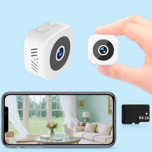 Мини-камера 4K Full HD с WiFi и ночным видением 64 Гб для дома, офиса, авто Белая 117170 фото