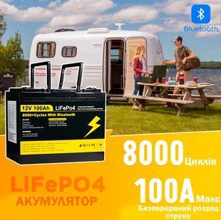 Акумулятор LiFePO4 MLD 12V /100Ah з BMS / Bluetooth та функцією підігріва / Літій-залізо-фосфатна батарея для ДБЖ, RV, сонячних систем 117350 фото