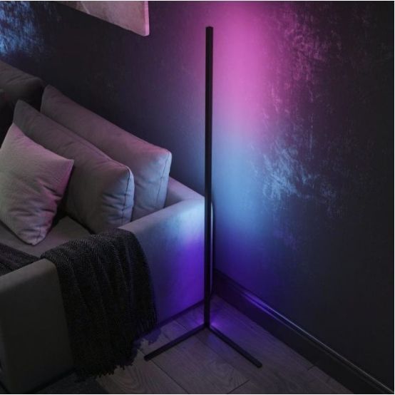 Кутовий LED торшер висотою 2м RGB підсвічування, лампа нічник c Bluetooth управлінням зі смартфона Чорний (2728) 1132342 фото