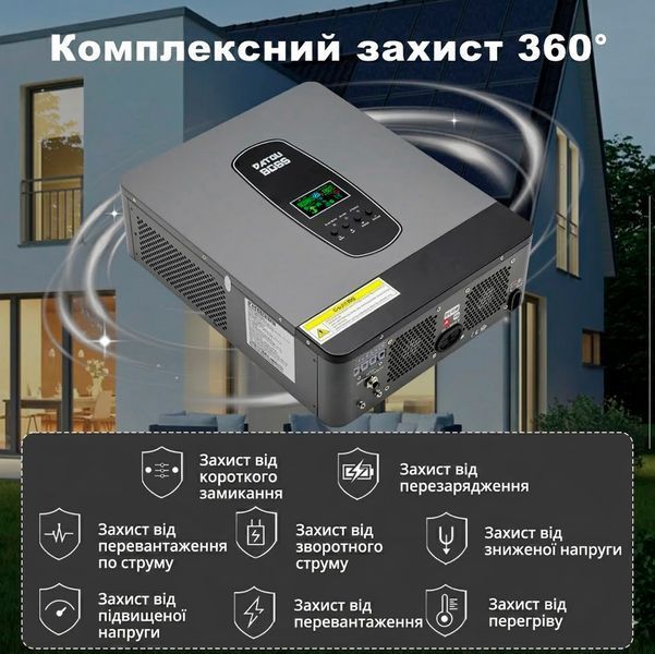 Гибридный солнечный инвертор 3000 Вт 24 В DATOUBOSS с MPPT-контроллером LCD-дисплеем и поддержкой Wi-Fi 117641 фото
